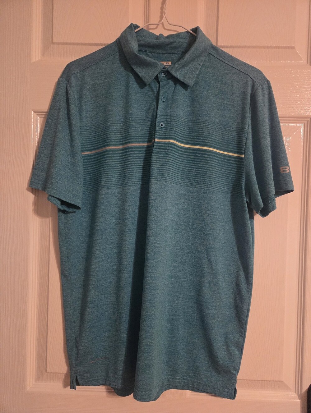 Layer 8 Men's Small Teal Short-Sleeve Performance Shirt Moisture Wicking Fabric